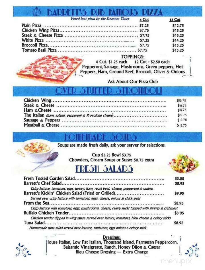 Barrett's Pub - Archbald, PA menu_pic