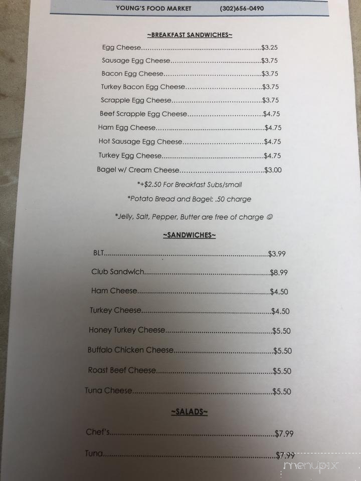 Young's Sub Shop - Wilmington, DE menu_pic
