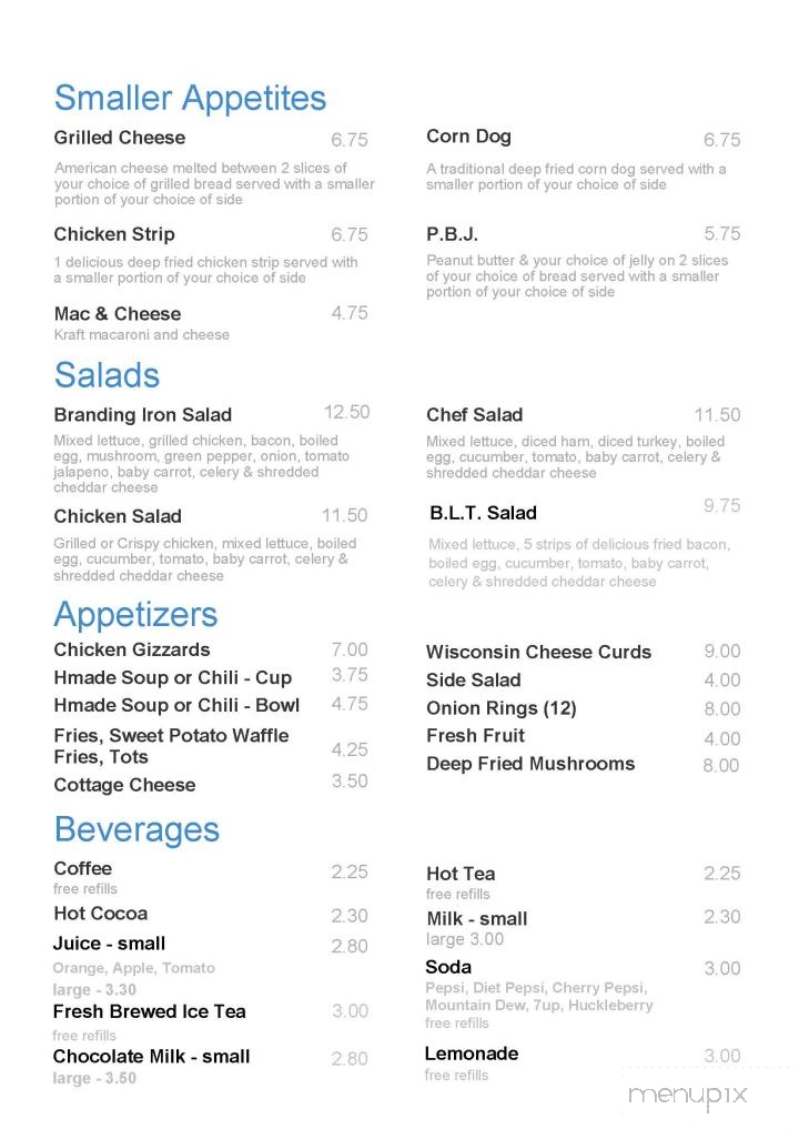 Branding Iron Cafe - White Sulphur Springs, MT menu_pic