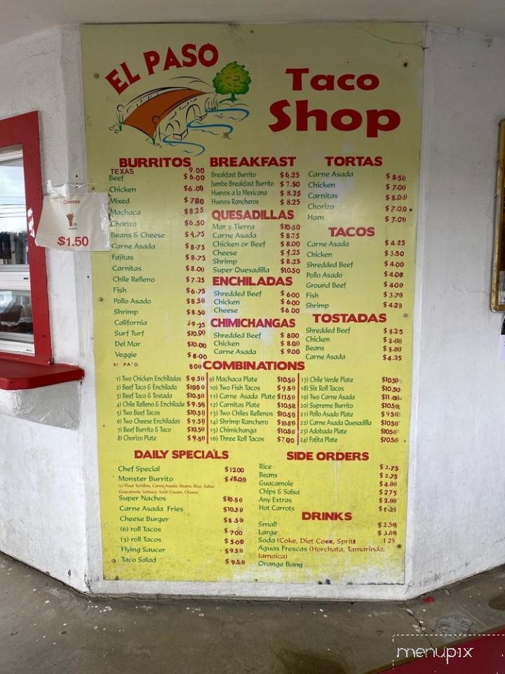 El Paso Taco Shop - Campo, CA menu_pic