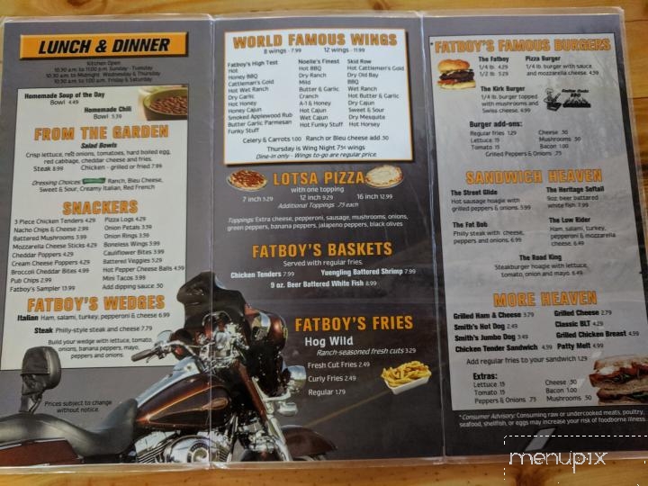 Fatboy's Saloon - Conneautville, PA menu_pic