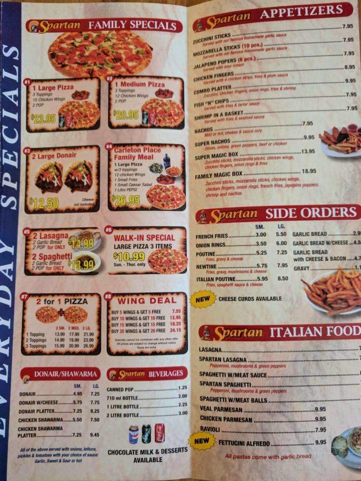 Spartan Pizzeria - Perth, ON menu_pic
