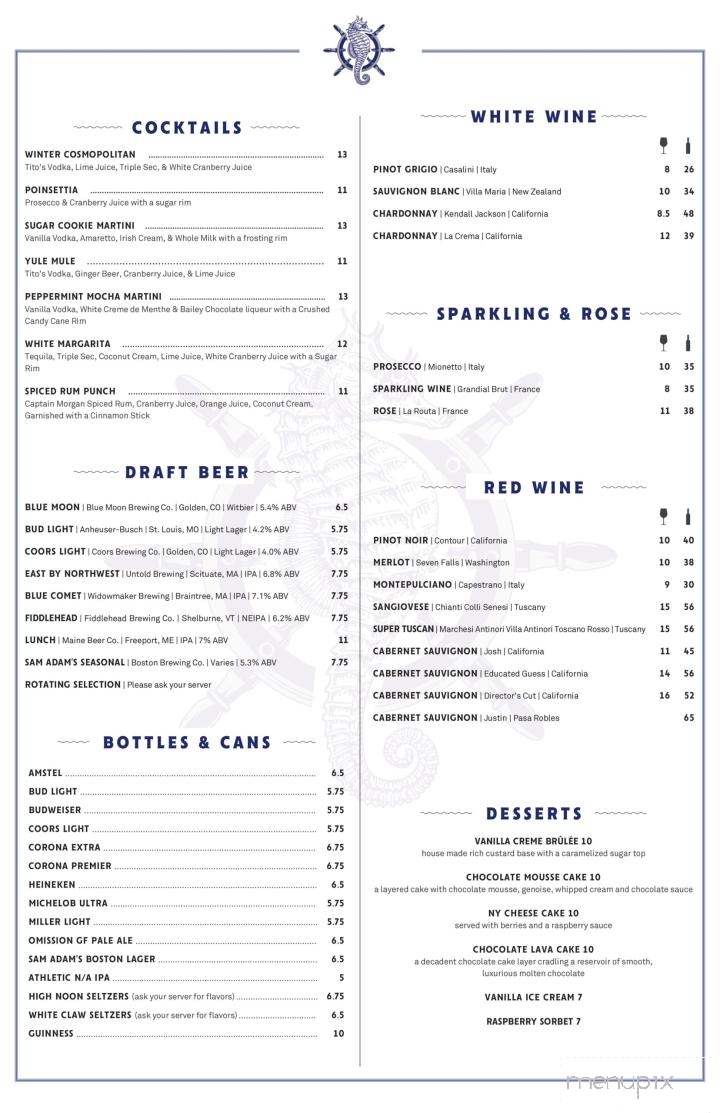 Ocean House Coastal Grille - Marshfield, MA menu_pic