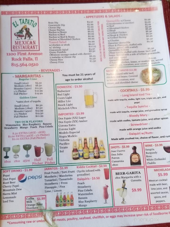 El Tapatio - Rock Falls, IL menu_pic