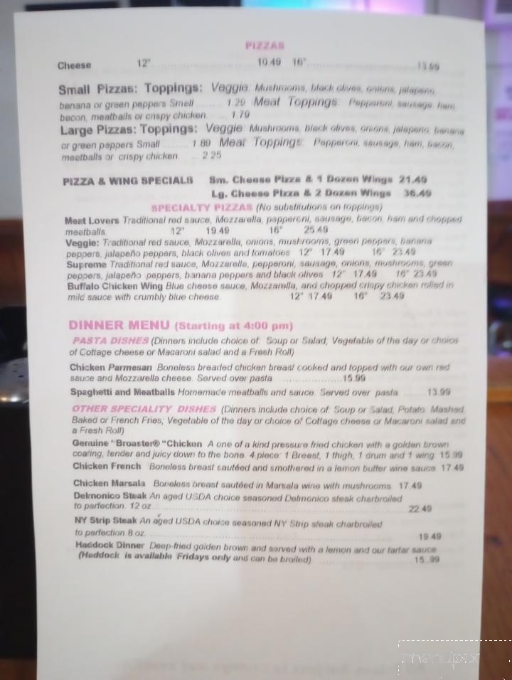Cornerstone Restaurant & Bar - Red Creek, NY menu_pic