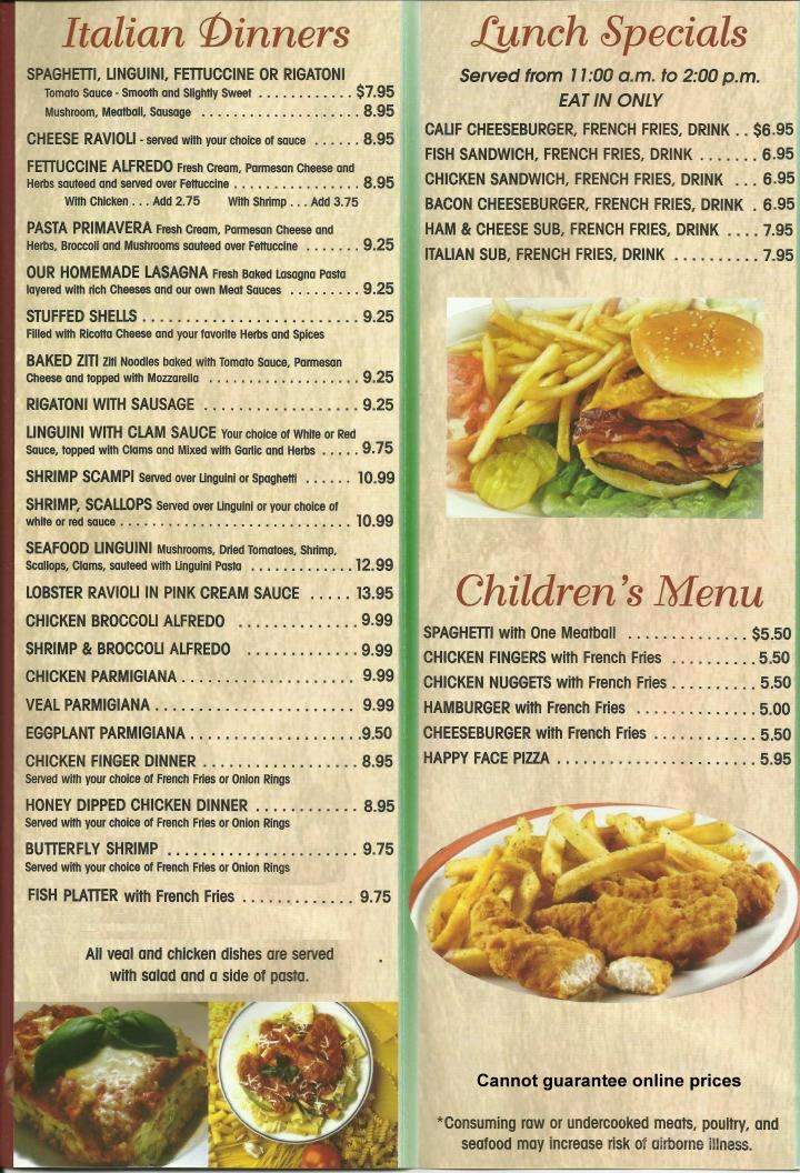 Nino's New York Style Pizza - Tower City, PA menu_pic