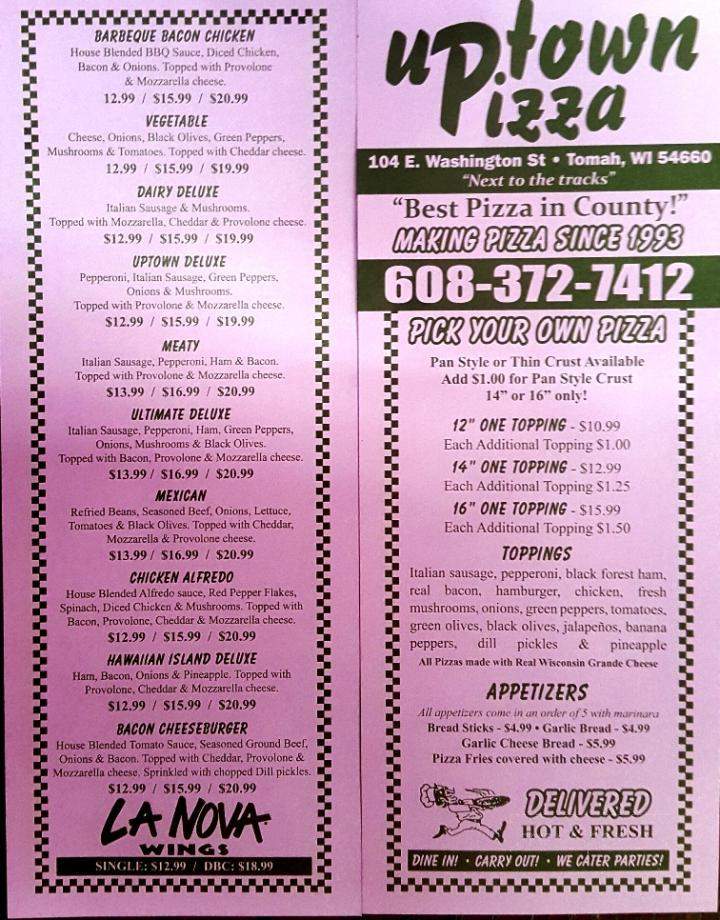 Uptown Pizza - Tomah, WI menu_pic