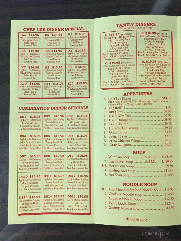 Chef Lee's & Pickle Barrel - Anchorage, AK menu_pic