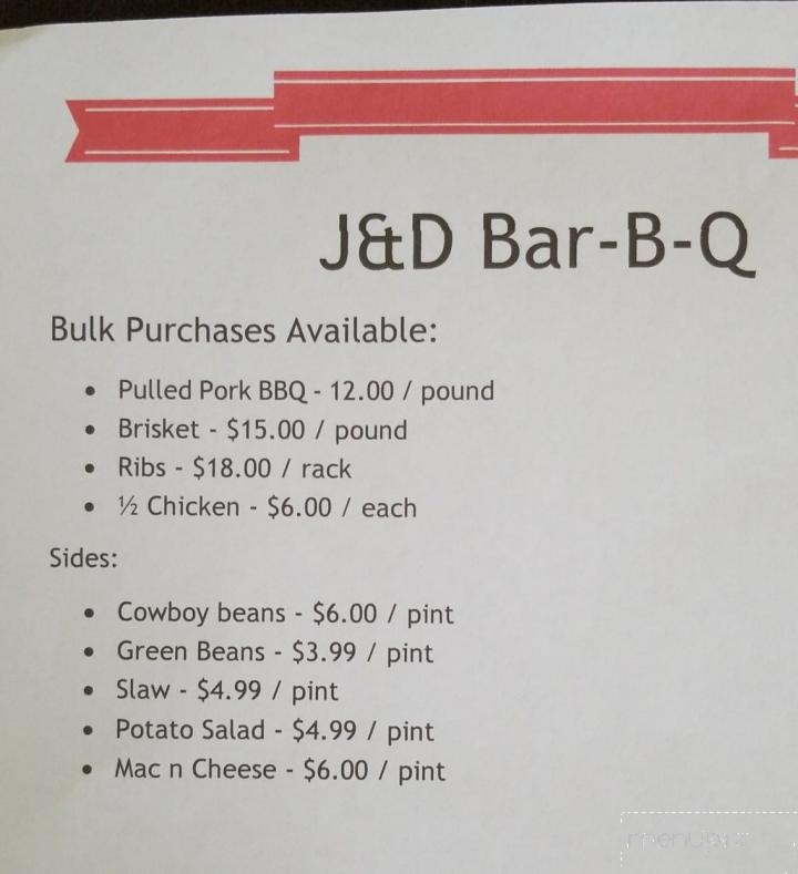 J&D Bar-B-Q - Morgantown, WV menu_pic