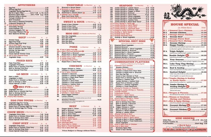 Golden Dragon - Bentleyville, PA menu_pic