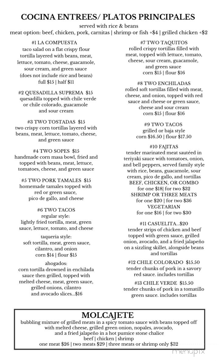 Cocina Michoacana 2 - Sonora, CA menu_pic