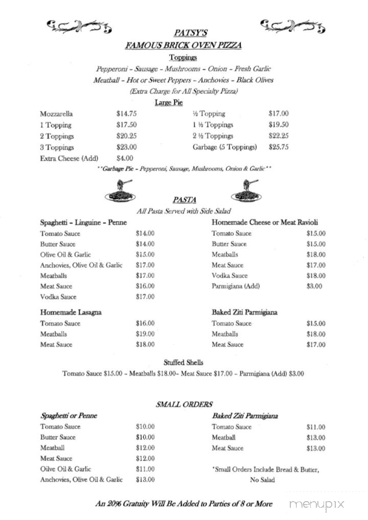 Patsy's Tavern & Restaurant - Paterson, NJ menu_pic