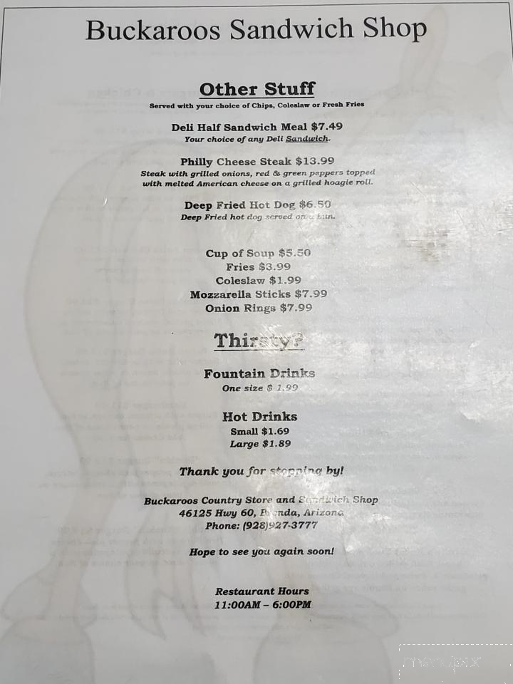 Buckaroo's - Salome, AZ menu_pic