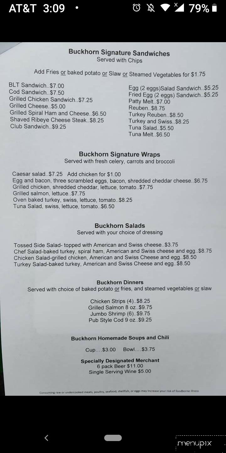 Buckhorn Inn - Tawas City, MI menu_pic