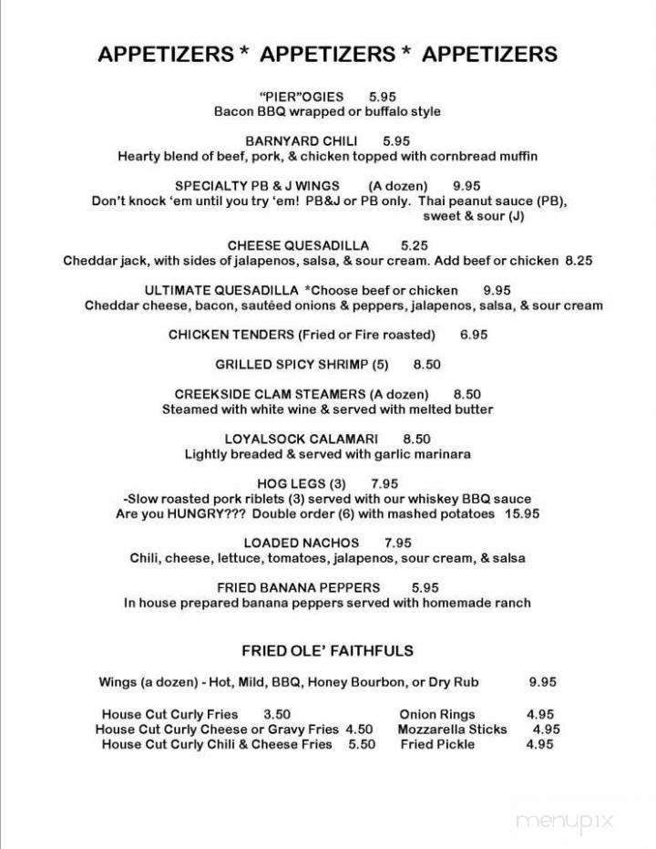 Pier 87 - Montoursville, PA menu_pic