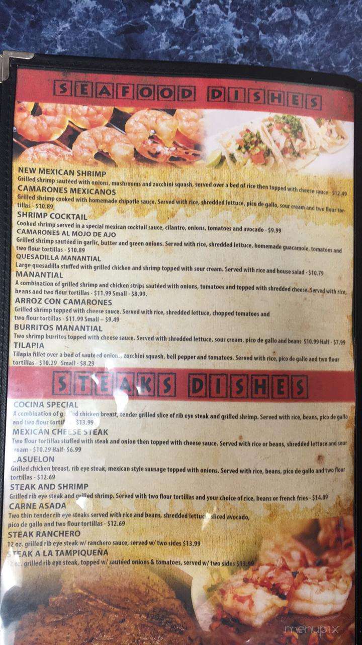 Manantial Mexican Grill - Cherryville, NC menu_pic