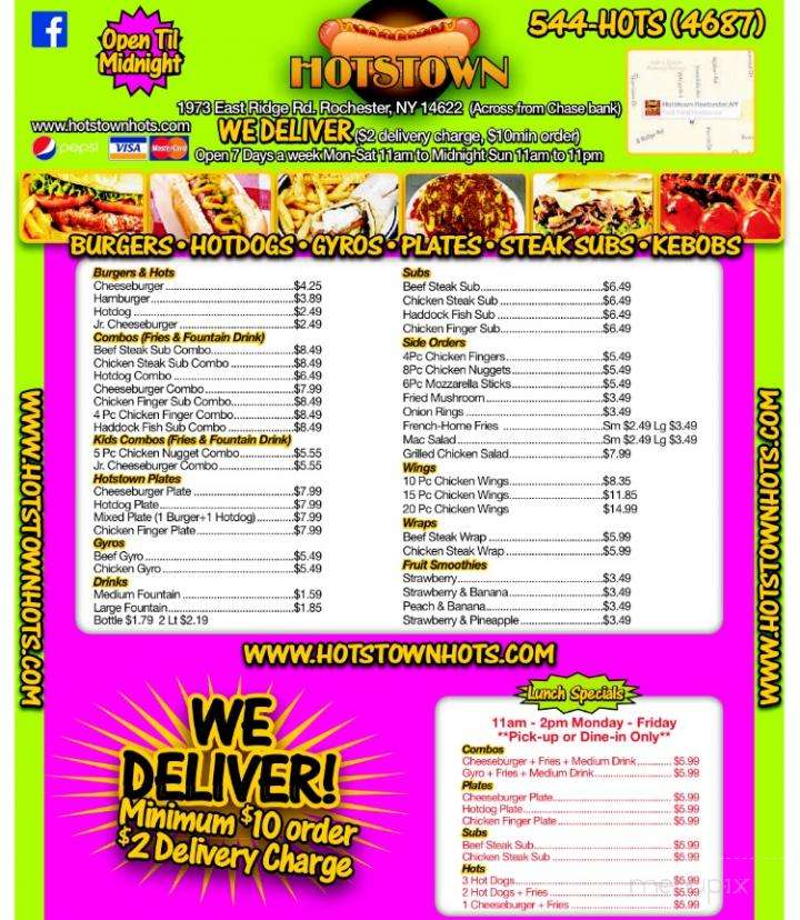 Hotstown Hots & Pizza - Rochester, NY menu_pic