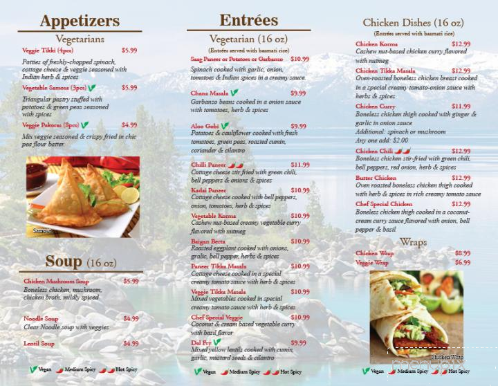 Curry & grill - South Lake Tahoe, CA menu_pic