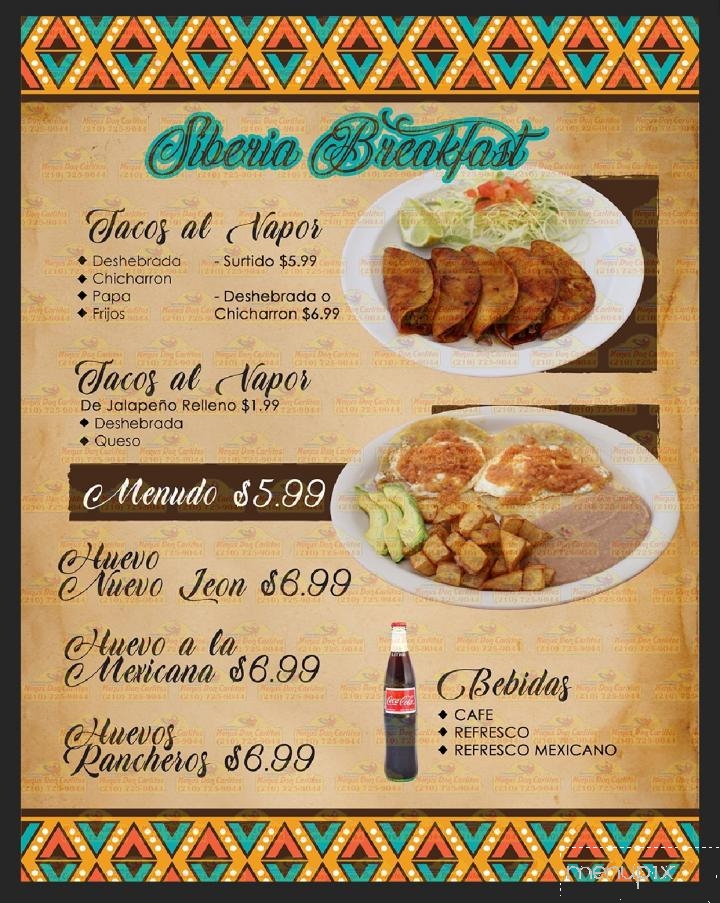 La Siberia Mexicana - McAllen, TX menu_pic