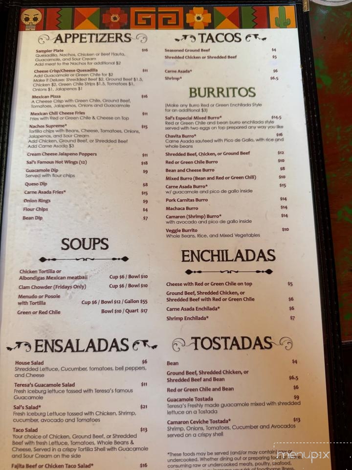 Sal and Teresa's Mexican Food - Pinetop-Lakeside, AZ menu_pic
