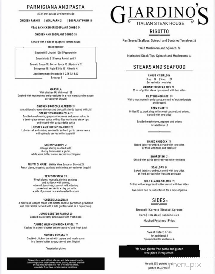 Giardino's Abington Italian Steak House - Abington, MA menu_pic