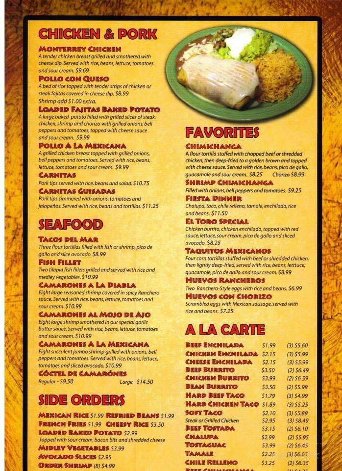 El Toro De Don Jose Mexican Restaurant - Clarksville, TN menu_pic