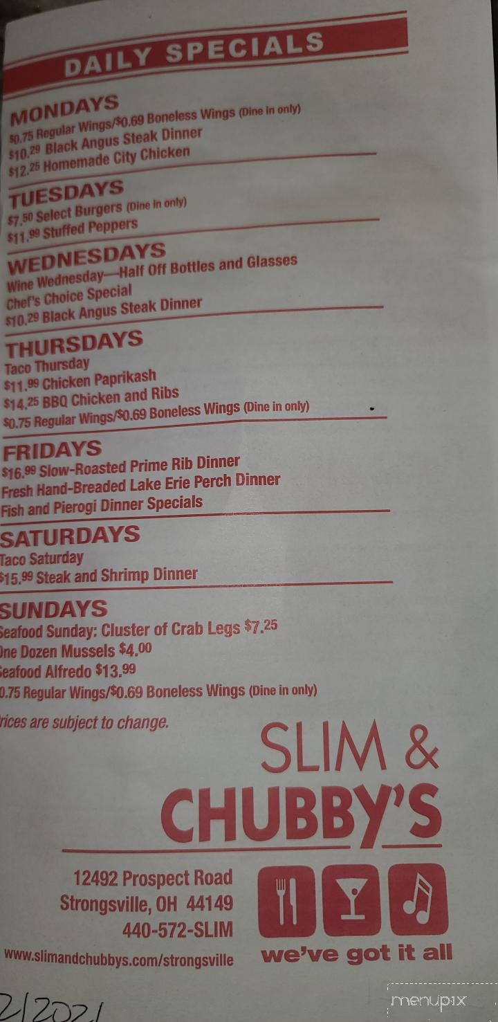 Slim and Chubby's - Strongsville, OH menu_pic