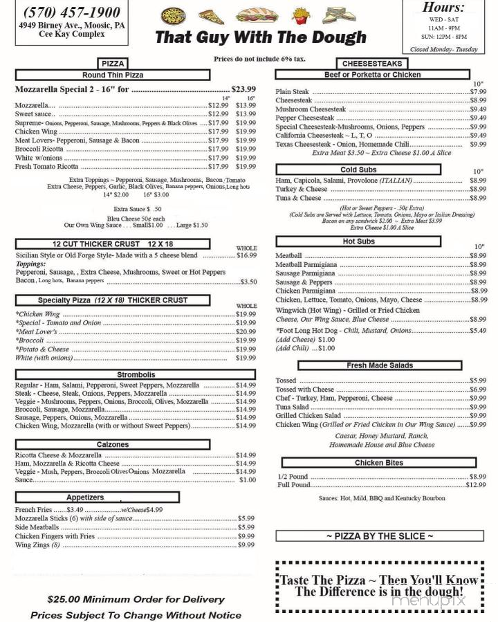 That Guy With The Dough - Moosic, PA menu_pic