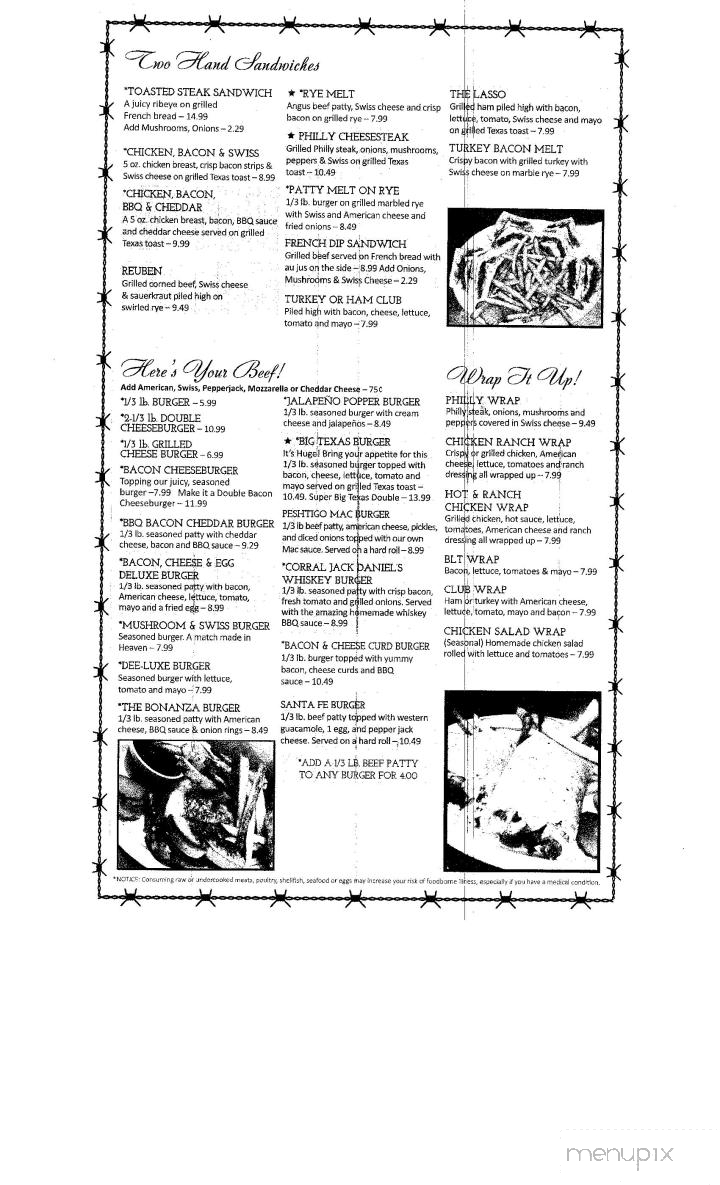 Peshtigo Corral - Peshtigo, WI menu_pic