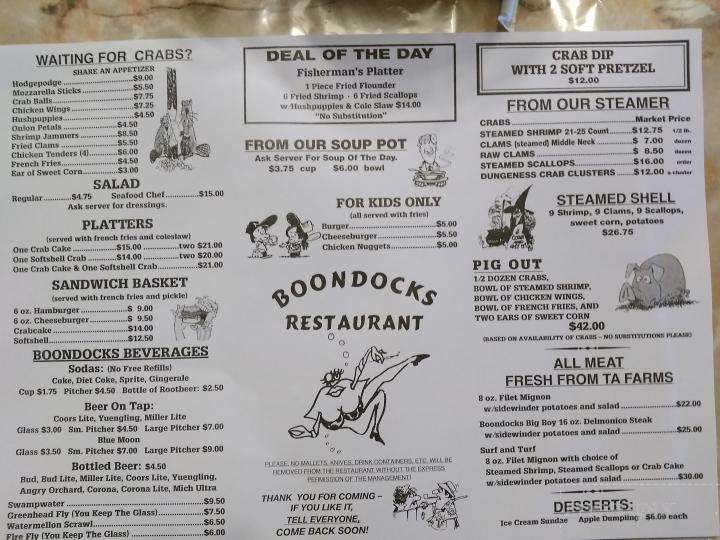 Boondocks - Smyrna, DE menu_pic