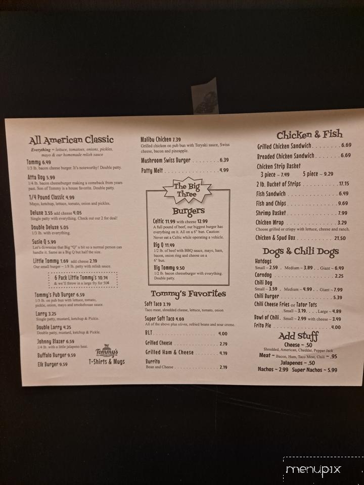 Tommy's All American Burger Co - Myrtle Creek, OR menu_pic