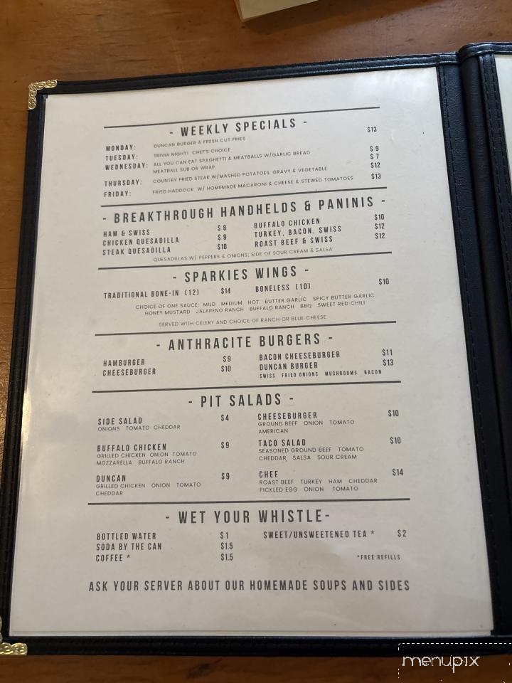 Duncan Tavern - Wellsboro, PA menu_pic