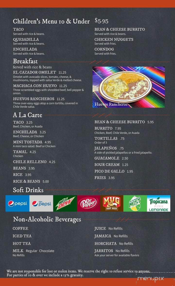 El Cazador Mexican Restaurant - Buhl, ID menu_pic