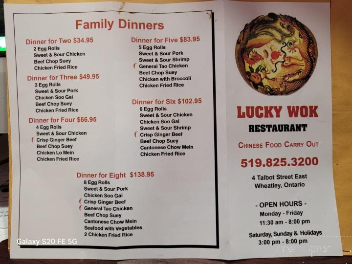 Lucky Wok Restaurant - Wheatley, ON menu_pic