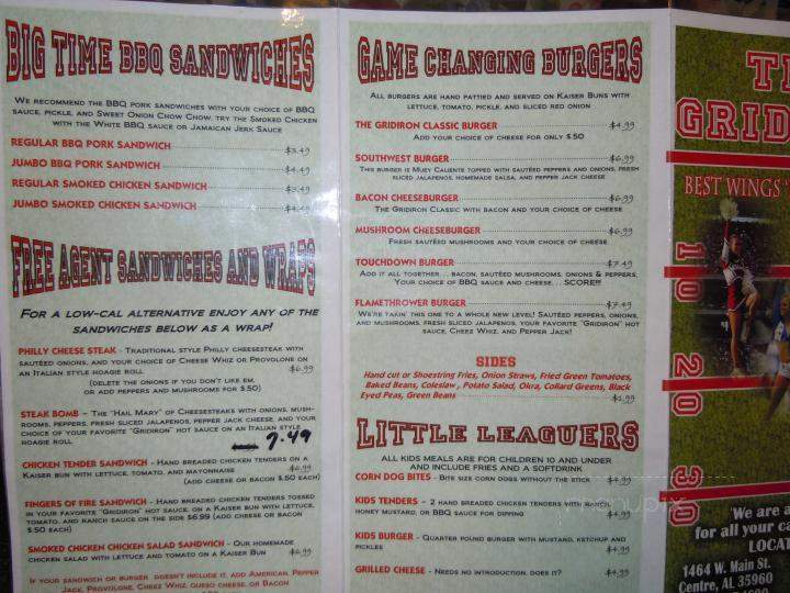 GridIron Grub & Pub - Centre, AL menu_pic