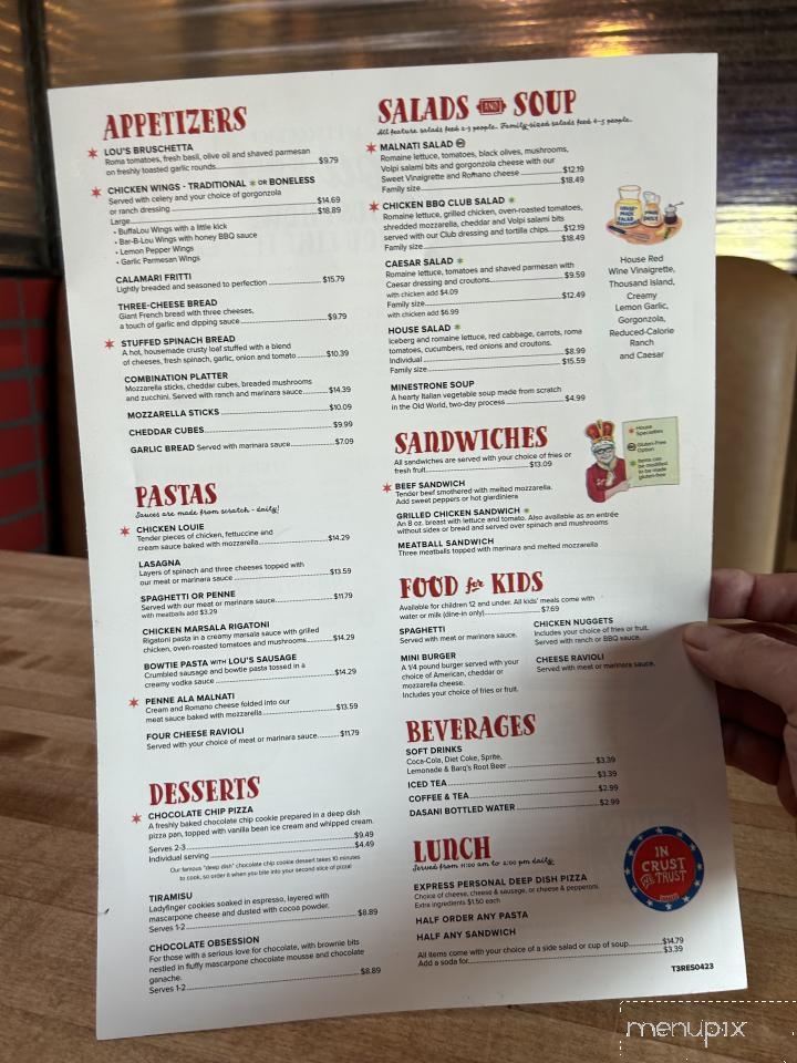 Lou Malnati's Pizzeria - Oakbrook Terrace, IL menu_pic