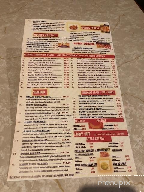 El Vecino - Birmingham, AL menu_pic