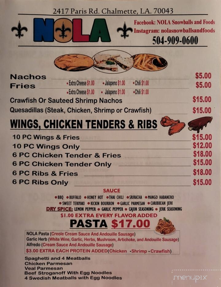 Nola Snowball - Chalmette, LA menu_pic