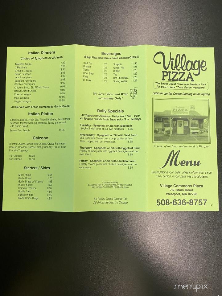 Village Pizza - Westport, MA menu_pic