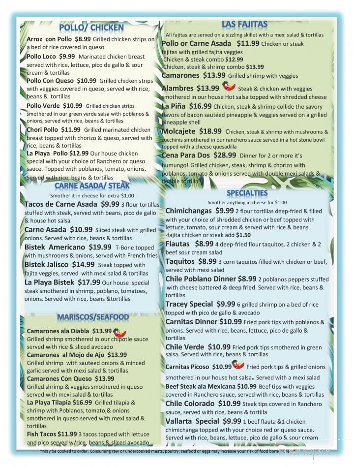 La Playa Azul Cocina & Cantina - Lakeview, OH menu_pic