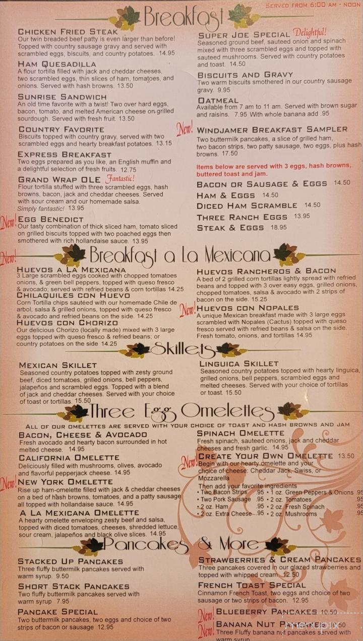 Windmill Restaurant - Soledad, CA menu_pic