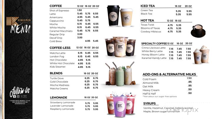 Kingsmen Coffee - Duncanville, TX menu_pic