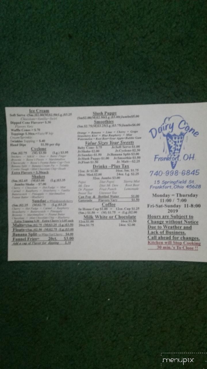 Frankfort Dairy Cone - Frankfort, OH menu_pic
