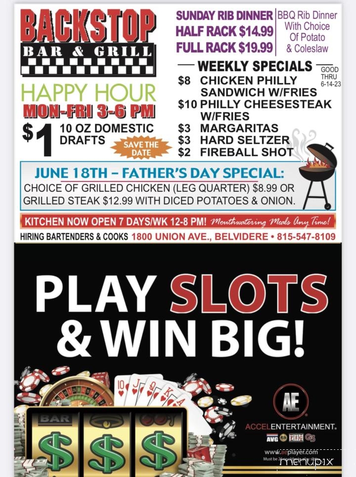 Backstop Bar & Grill - Belvidere, IL menu_pic