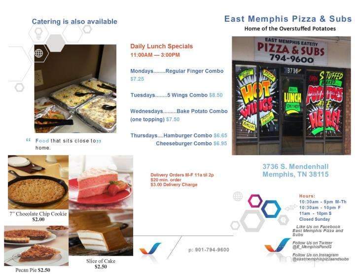 Menu of East Memphis Pizza & Subs in Memphis, TN 38115