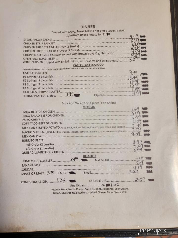 Arnold's Family Restaurant - Lone Star, TX menu_pic