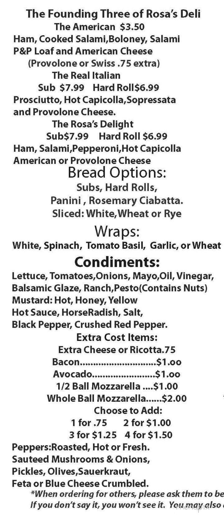 Rosa's Deli - Perth Amboy, NJ menu_pic