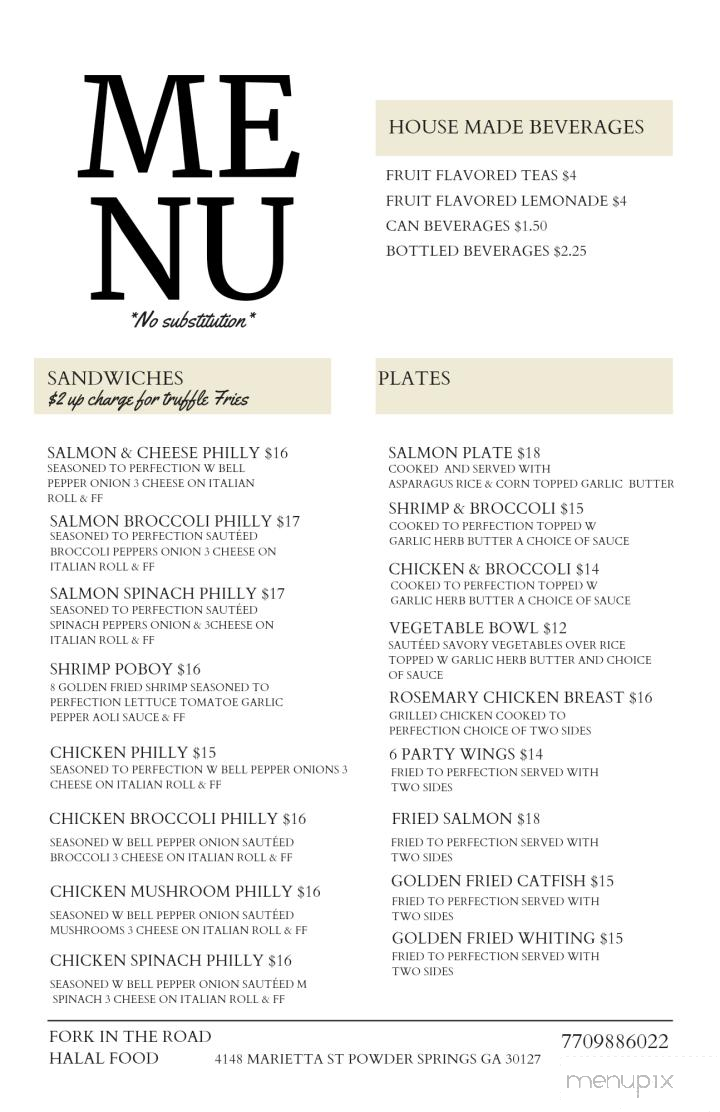 Fork In the Road Halal Food - Powder Springs, GA menu_pic
