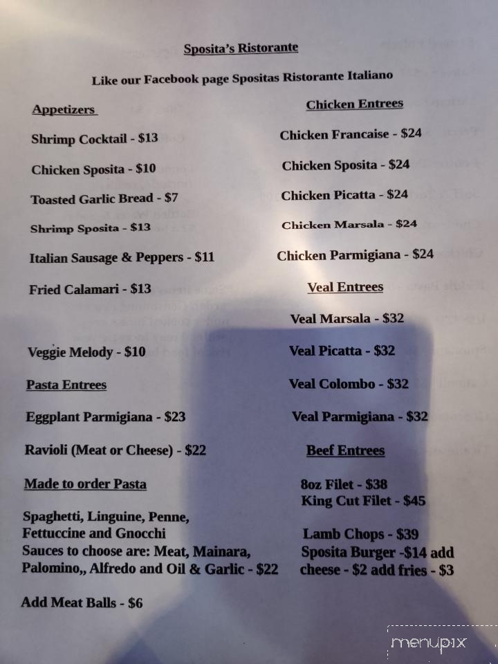 Sposita's Ristorante - West Bloomfield, MI menu_pic