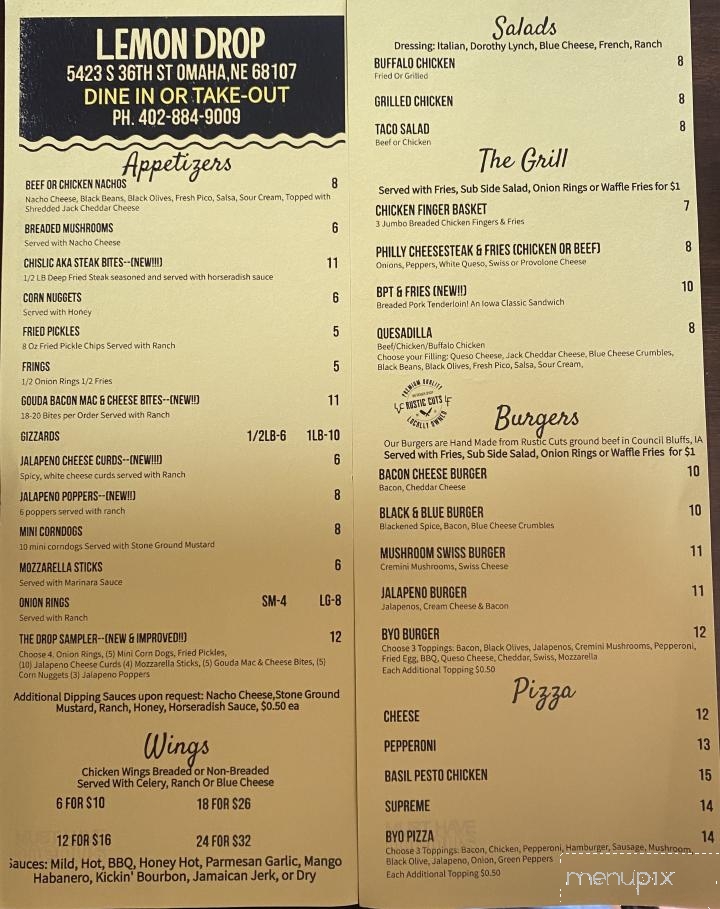 Lemon Drop Bar & Grill - Omaha, NE menu_pic